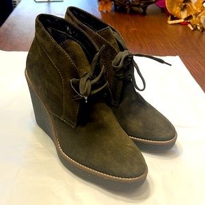 Aquatalia Suede Laced Wedge Bootie